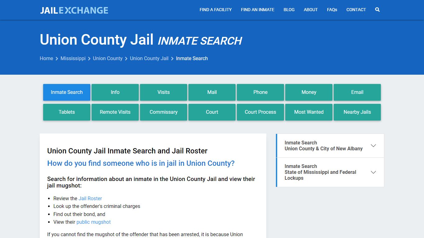 Inmate Search: Roster & Mugshots - Union County Jail, MS