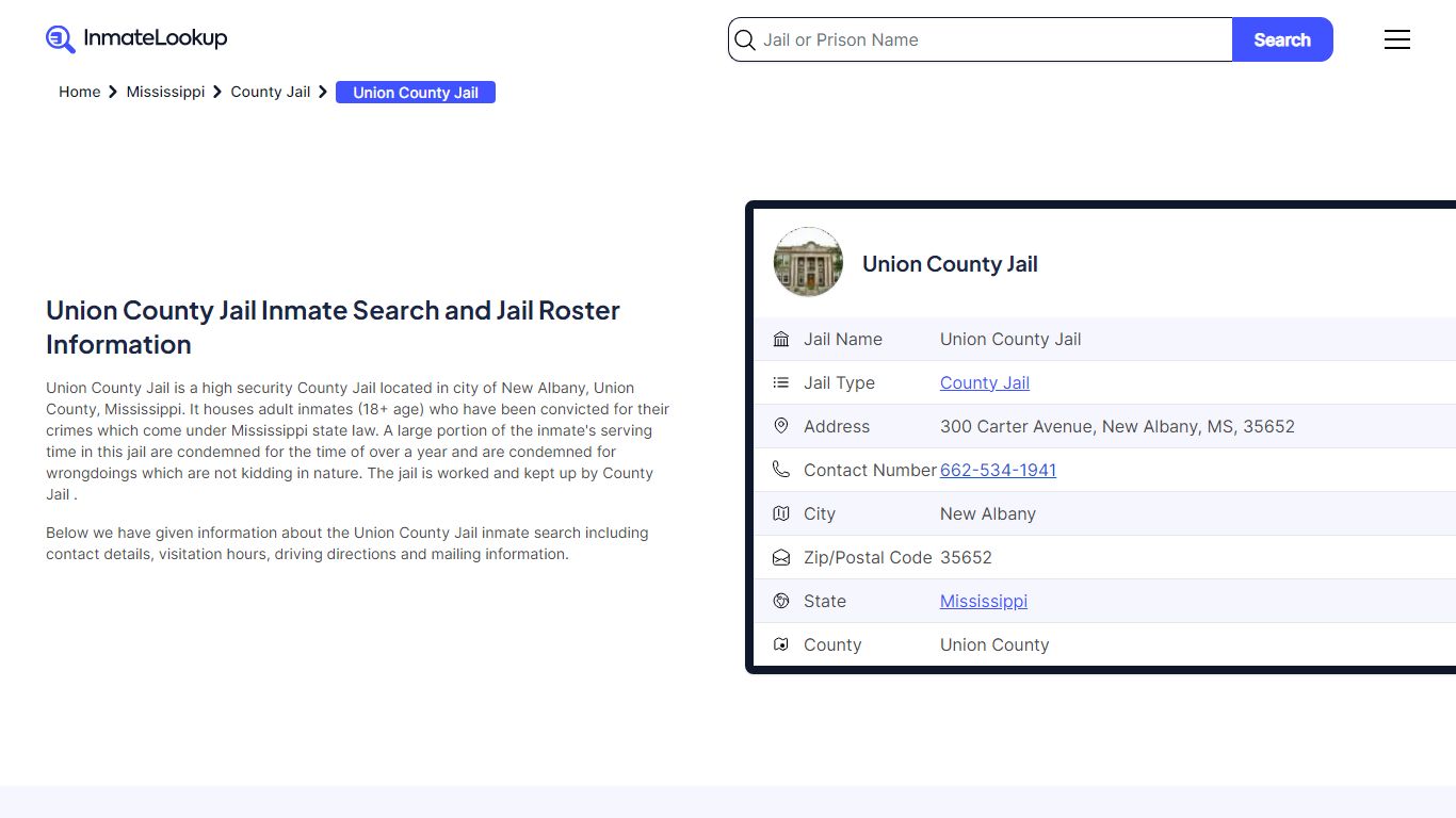 Union County Jail (MS) Inmate Search Mississippi - Inmate Lookup